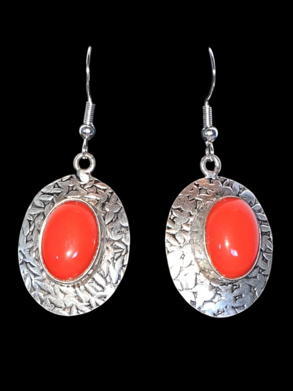 Bold Bohemian Carnelian Cabochon 925 Silver Statement Dangle Earrings